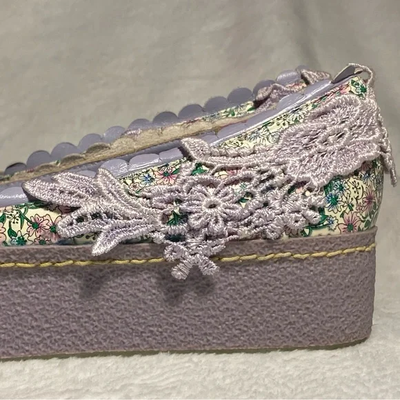 NWOT Irregular Choice platform ballet flats,lilac/mint floral,lace,flower, 7.5 - Picture 8 of 16